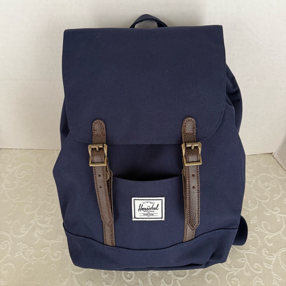 Herschel Supply Company Dark Blue Backpack with Brown Accents